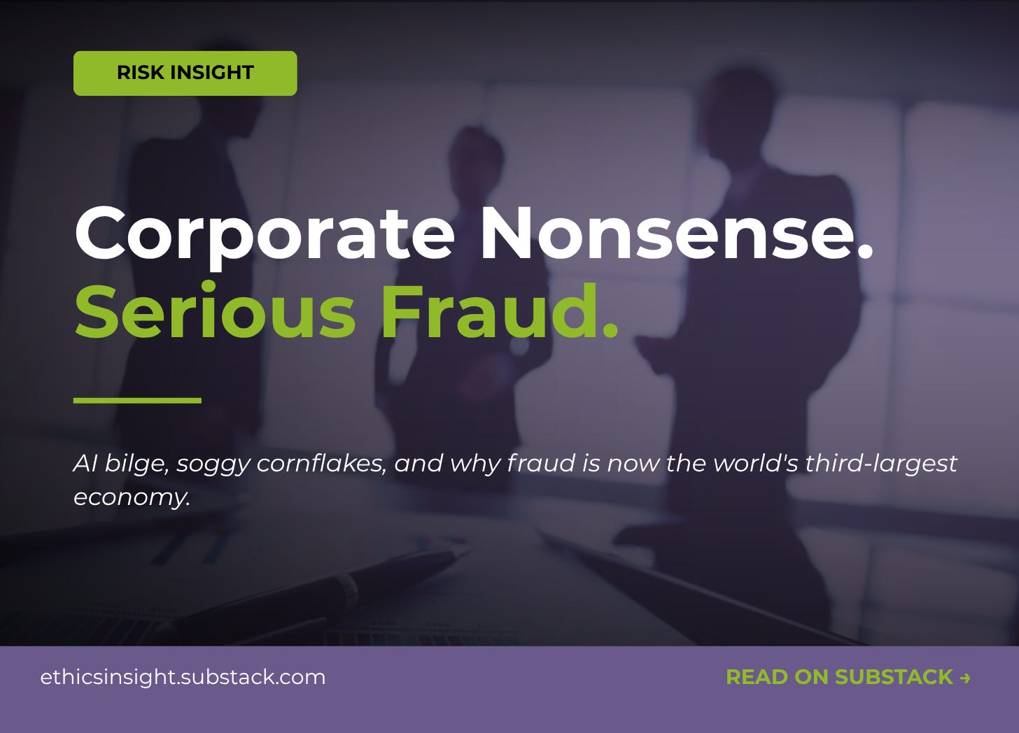 Soggy Cornflakes, AI Bilge and Serious Fraud artwork from The Integrity Gap